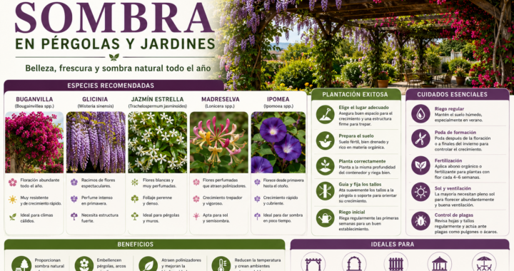 Plantas con flor para dar sombra en pérgolas y jardines